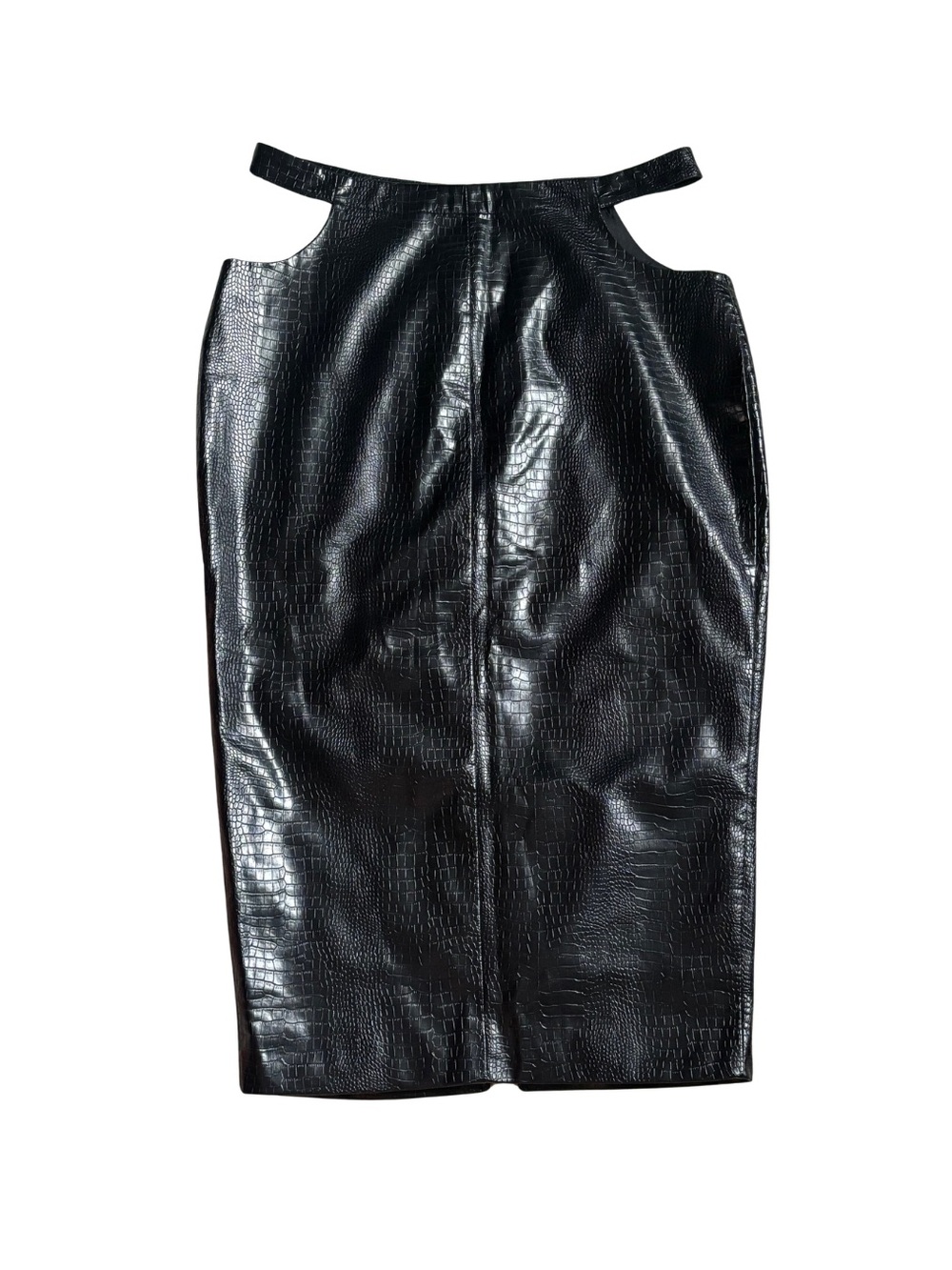 Nasty Gal Faux Croc Leather Pencil Skirt in Black - Picture 1 of 5